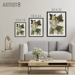 "Artery8 Various Ivy Leaves Watercolor Painting Hibberd Framed Canvas Wall Art in Green - Size: W12"" x H16""" - thumbnail 4