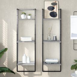 Berkfield Home 3-Tier Wall Shelf Grey Sonoma 30x25x100 cm Engineered Wood - Size: 30 x 25 x 100 cm - thumbnail 1