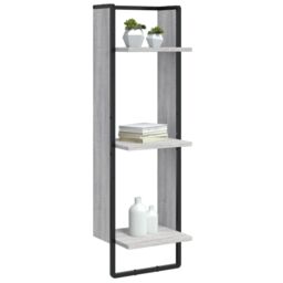 Berkfield Home 3-Tier Wall Shelf Grey Sonoma 30x25x100 cm Engineered Wood - Size: 30 x 25 x 100 cm - thumbnail 3