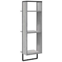 Berkfield Home 3-Tier Wall Shelf Grey Sonoma 30x25x100 cm Engineered Wood - Size: 30 x 25 x 100 cm - thumbnail 6