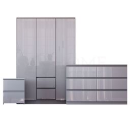 Home Discount Vida Designs Glinton 3 Piece Bedroom Set Storage Furniture (2 Drawer Bedside Chest, 6 Drawer Chest, 3 Door 2 Drawer Wardrobe) in Grey - thumbnail 5