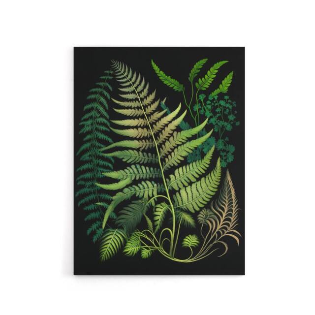 "Artery8 Elegant Fern Fronds Botanical Canvas Wall Art Print in Green - Size: W18"" x H24""" - image 1
