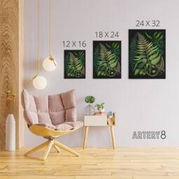 "Artery8 Elegant Fern Fronds Botanical Canvas Wall Art Print in Green - Size: W18"" x H24""" - thumbnail 4