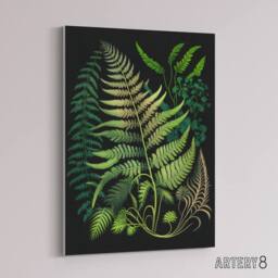 "Artery8 Elegant Fern Fronds Botanical Canvas Wall Art Print in Green - Size: W18"" x H24""" - thumbnail 2