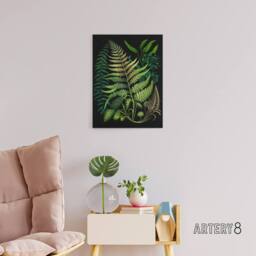 "Artery8 Elegant Fern Fronds Botanical Canvas Wall Art Print in Green - Size: W18"" x H24""" - thumbnail 3