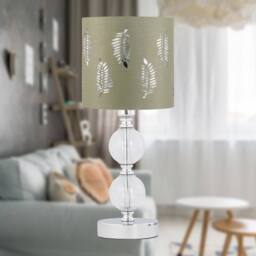 First Choice Lighting Chrome Two Ball Table Lamp with Sage Green Fern Shade in Silver - thumbnail 3