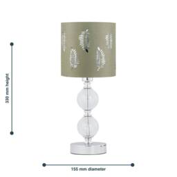 First Choice Lighting Chrome Two Ball Table Lamp with Sage Green Fern Shade in Silver - thumbnail 5
