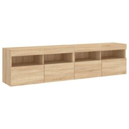 Berkfield Home TV Wall Cabinets with LED Lights 2 pcs Sonoma Oak 80x30x40 cm in Brown - Size: 80 x 30 x 40 cm - thumbnail 3