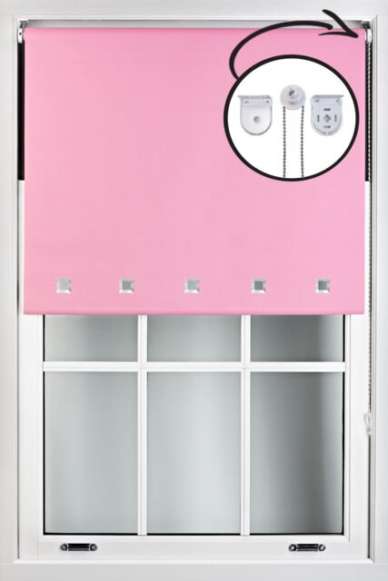 Furnished Pink Blackout Roller Blind with Chrome Square Eyelets & Metal Fittings - Size: 90 cm width x 210 cm drop - image 1