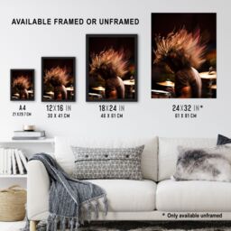 "Artery8 Wall Art Print Drummer Action Photograph Mid-Performance Hard Rock Drums Music Gig Musician Poster in Brown - Size: W24"" x H32""" - thumbnail 3