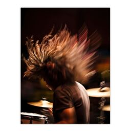 "Artery8 Wall Art Print Drummer Action Photograph Mid-Performance Hard Rock Drums Music Gig Musician Poster in Brown - Size: W24"" x H32""" - thumbnail 1