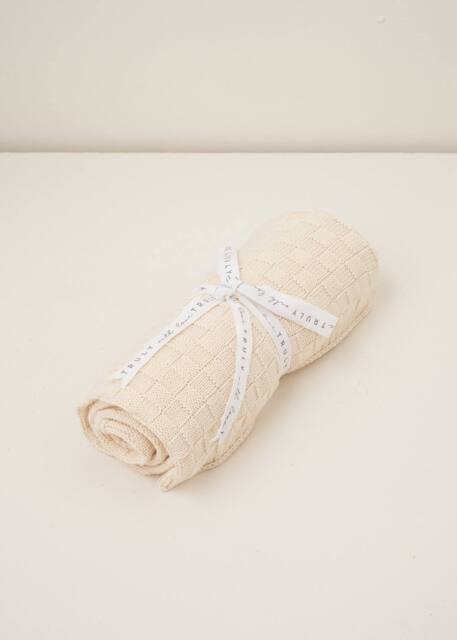 Truly Basket Stitch Knitted Baby Blanket in Nude - image 1