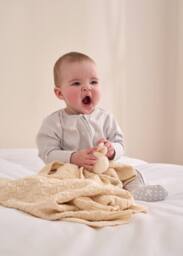 Truly Basket Stitch Knitted Baby Blanket in Nude - thumbnail 2