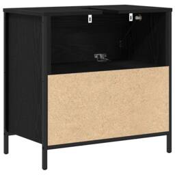 Berkfield Home Bathroom Basin Cabinet with Drawers Black Oak 60x34.5x60 cm - thumbnail 8