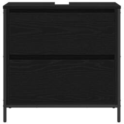 Berkfield Home Bathroom Basin Cabinet with Drawers Black Oak 60x34.5x60 cm - thumbnail 6