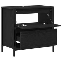 Berkfield Home Bathroom Basin Cabinet with Drawers Black Oak 60x34.5x60 cm - thumbnail 5