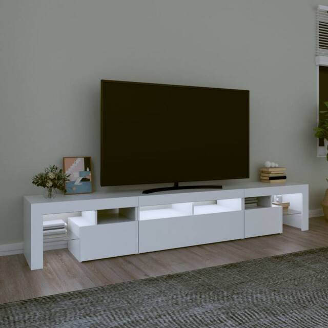Berkfield Home TV Cabinet with LED Lights White 230x36.5x40 cm - image 1