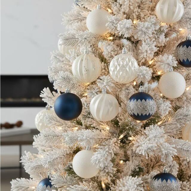 Garden Greatness 35 Pack Hanging Frosted Baubles in Blue - Size: 1 Pack - image 1