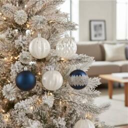 Garden Greatness 35 Pack Hanging Frosted Baubles in Blue - Size: 1 Pack - thumbnail 2