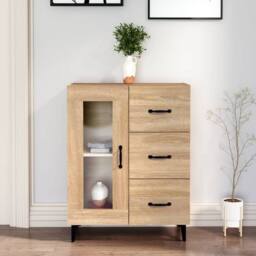 Berkfield Home Sideboard Sonoma Oak 69.5x34x90 cm Engineered Wood in Light Tan - thumbnail 2