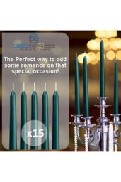 Deco Express Candles Set Classic Dripless Tapered Metallic Unscented 8 Hours Décor in Green - Size: 15 Pack - thumbnail 5