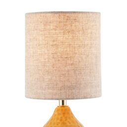 Happy Homewares Mustard Ceramic Gloss Table Lamp with Natural Oatmeal Linen Shade - thumbnail 5