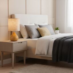 Happy Homewares Mustard Ceramic Gloss Table Lamp with Natural Oatmeal Linen Shade - thumbnail 6