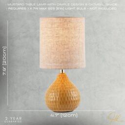 Happy Homewares Mustard Ceramic Gloss Table Lamp with Natural Oatmeal Linen Shade - thumbnail 7