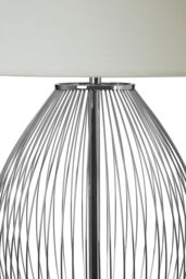 Orsina Chrome Wireframe Table Lamp with Linen Shade, Contemporary Curved Accent Lamp for Living Room in Silver - thumbnail 2