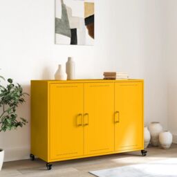 Berkfield Home Sideboard Mustard Yellow 100.5x39x72 cm Steel - thumbnail 3