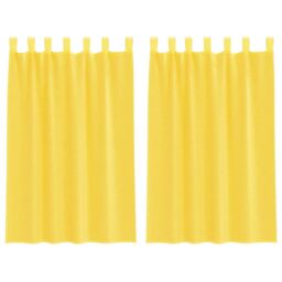 Berkfield Home Voile Curtains with Loops 2 pcs Yellow 140x175 cm - thumbnail 2