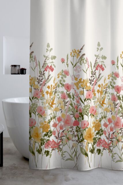 Catherine Lansfield 'Countryside Floral' Shower Curtain in Pink - Size: 180 cm width x 180 cm drop - image 1