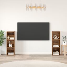 Berkfield Home with Shelf with Storage 2 pcs Old wood 107 x 35 x 37 cm Engineered wood in Brown - thumbnail 1