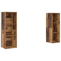 Berkfield Home with Shelf with Storage 2 pcs Old wood 107 x 35 x 37 cm Engineered wood in Brown - thumbnail 2