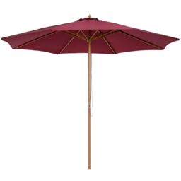 OUTSUNNY 3m Fir Wooden Garden Parasol Sun Shade Outdoor Umbrella Canopy in Red - thumbnail 2
