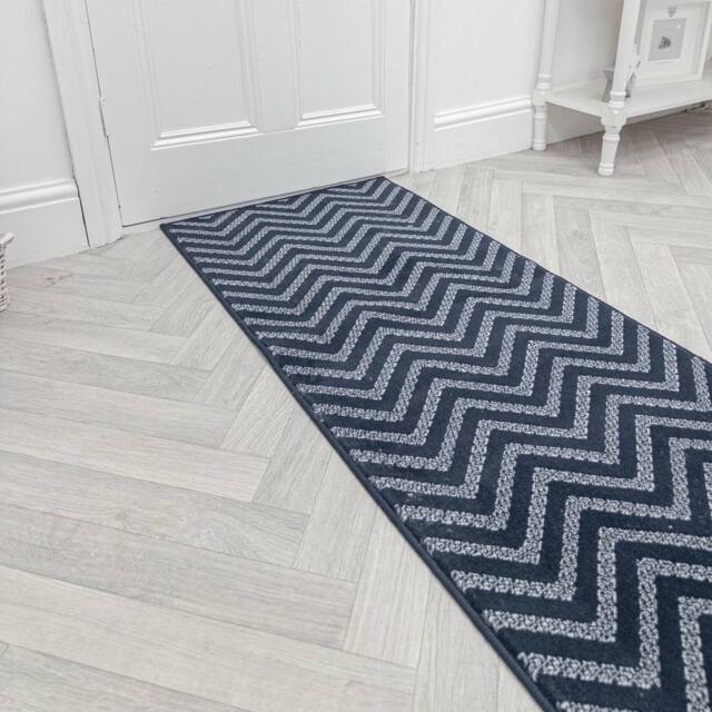 runrug Hallway Carpet Runner Rug - Soft & Comfy, 9mm - 'Epaulet' in Blue - Size: 60 cm x 180 cm - image 1