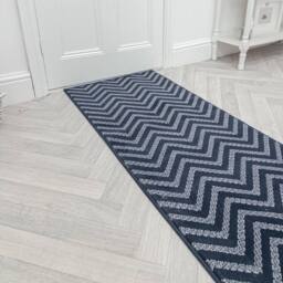 runrug Hallway Carpet Runner Rug - Soft & Comfy, 9mm - 'Epaulet' in Blue - Size: 60 cm x 180 cm - thumbnail 1