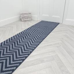 runrug Hallway Carpet Runner Rug - Soft & Comfy, 9mm - 'Epaulet' in Blue - Size: 60 cm x 180 cm - thumbnail 4