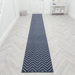 runrug Hallway Carpet Runner Rug - Soft & Comfy, 9mm - 'Epaulet' in Blue - Size: 60 cm x 180 cm - thumbnail 5
