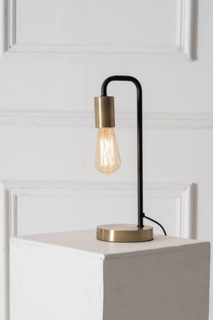 K LIVING Caitlin Industrial Filament Bulb Table Desk Lamp (Antique Brass) in Gold - image 1