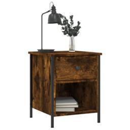 Berkfield Home Bedside Cabinet Smoked Oak 40x42x50 cm Engineered Wood in Brown - Size: 40 x 42 x 50 cm - thumbnail 3