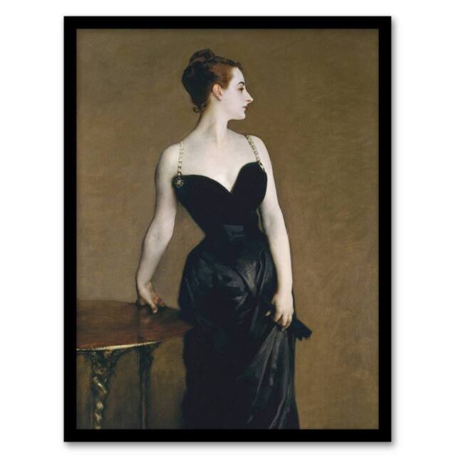 "Artery8 Madame X Portrait Painting Sargent Framed Wall Art Print in Brown - Size: W12"" x H16""" - image 1