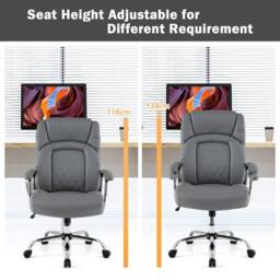 Costway PU Leather Office Chair Padded Modern Executive Chair Computer Desk in Grey - thumbnail 5