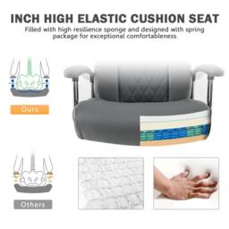 Costway PU Leather Office Chair Padded Modern Executive Chair Computer Desk in Grey - thumbnail 6