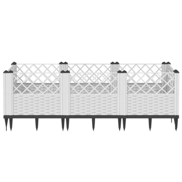 Berkfield Home Beautiful Garden Planter with Pegs White 123.5x43.5x43.5 cm PP - image 1