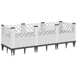 Berkfield Home Beautiful Garden Planter with Pegs White 123.5x43.5x43.5 cm PP - thumbnail 3