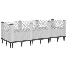 Berkfield Home Beautiful Garden Planter with Pegs White 123.5x43.5x43.5 cm PP - thumbnail 5