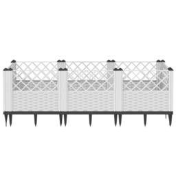 Berkfield Home Beautiful Garden Planter with Pegs White 123.5x43.5x43.5 cm PP - thumbnail 1