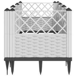 Berkfield Home Beautiful Garden Planter with Pegs White 123.5x43.5x43.5 cm PP - thumbnail 4