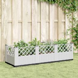 Berkfield Home Beautiful Garden Planter with Pegs White 123.5x43.5x43.5 cm PP - thumbnail 2